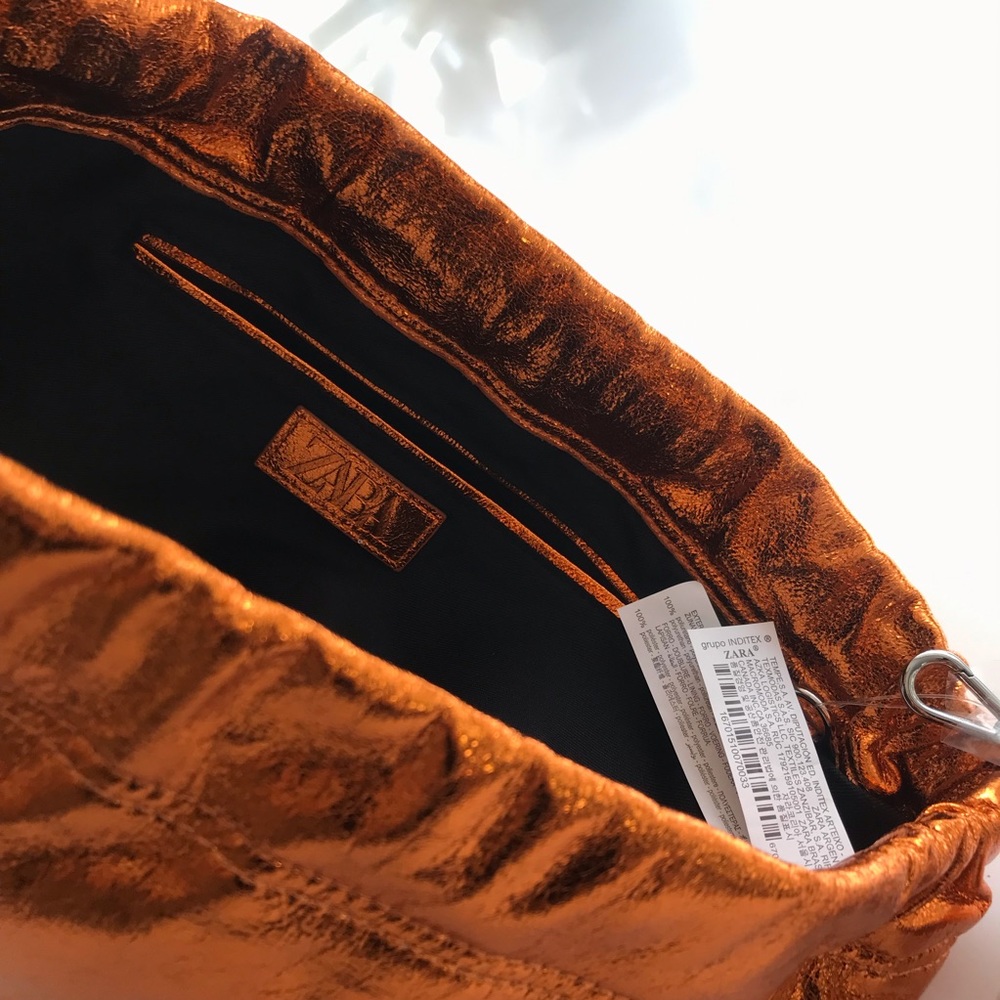 LAST TWO Zara Metallic Orange Clutch Crossbody Bag - Picture 6 of 7